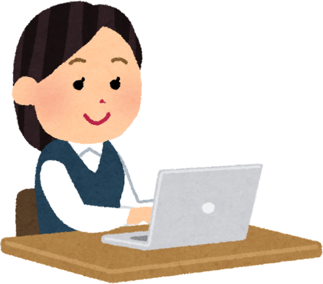 Illustration of a Female Office Worker Using a Laptop