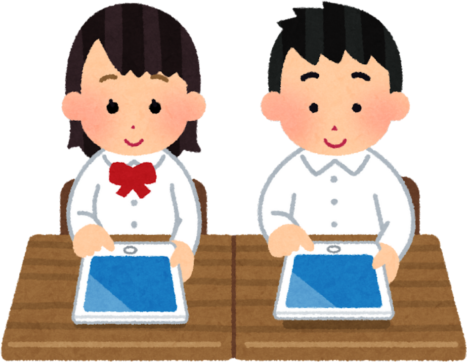 Illustration of Students Using Tablets in Classroom