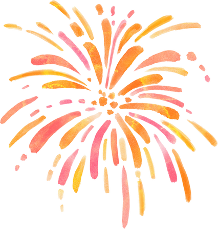 Pink and Orange Watercolor Fireworks